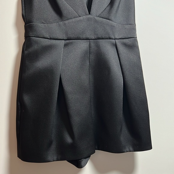 Topshop Satin Deep Plunge Neck Romper BLACK - Picture 6 of 10
